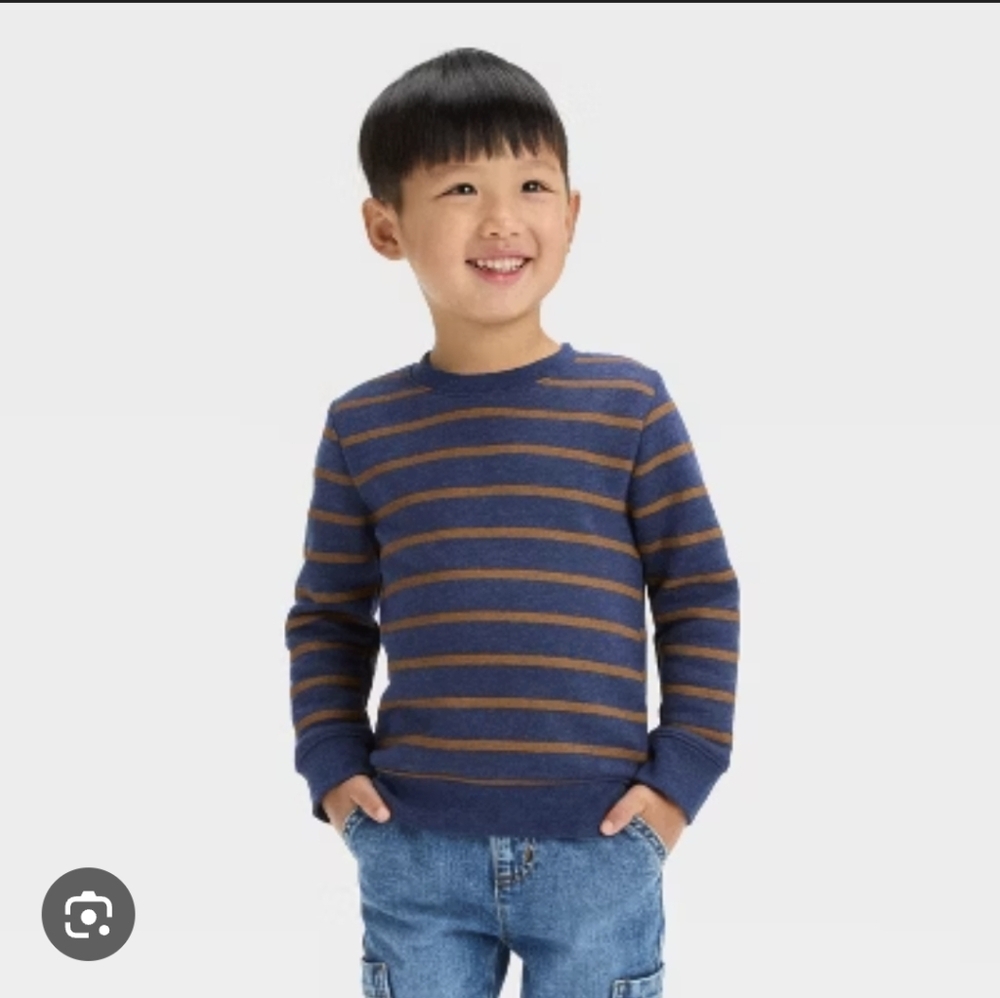 Cat & Jack Navy and Brown Striped Toddler Pullover